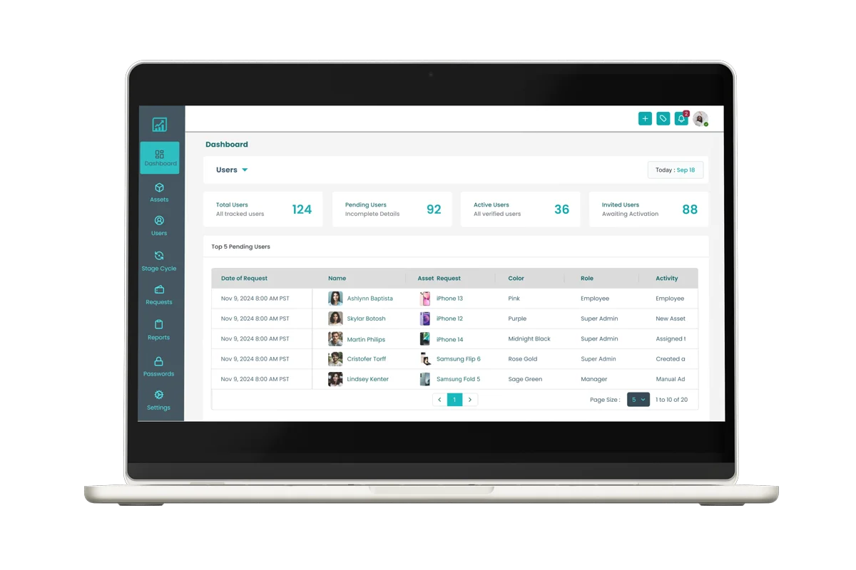Screenshot of Custara Asset and Inventory Management Dashboard page
